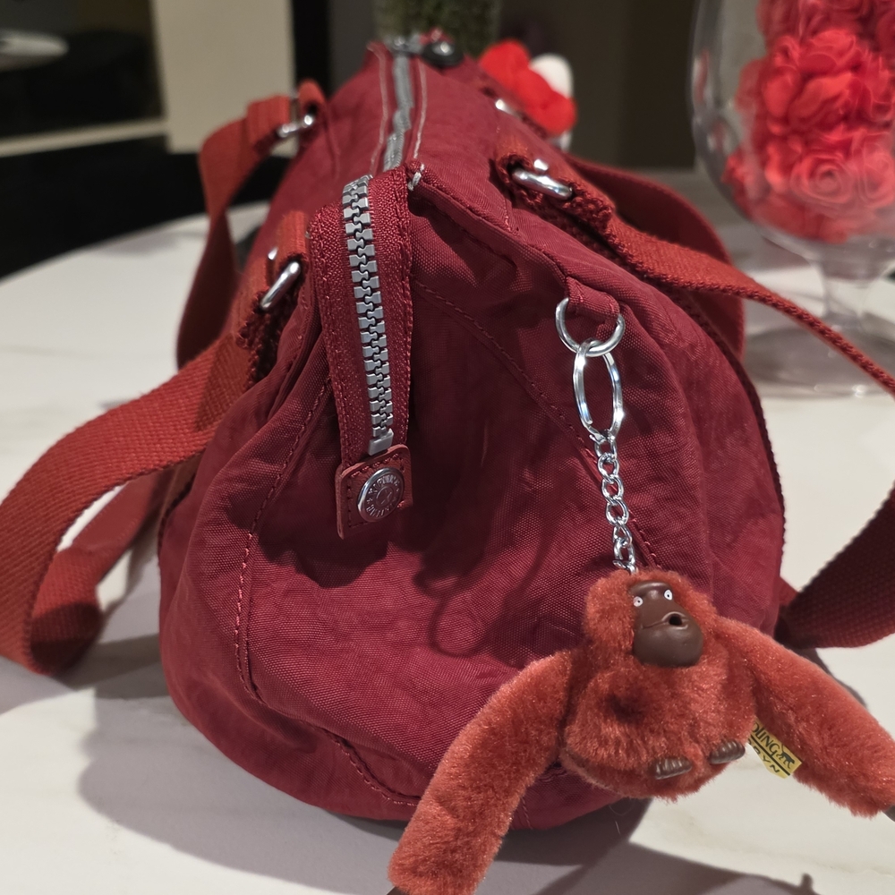 Red Women's Bag with Plush Keychain
